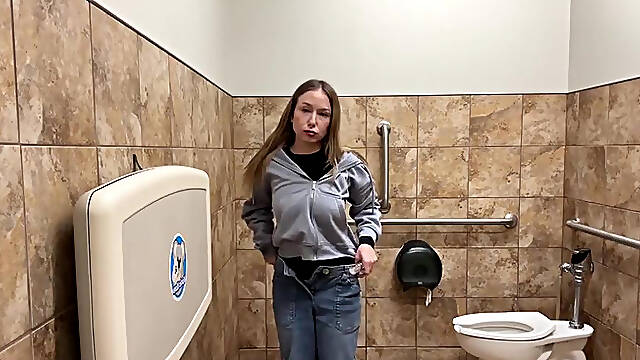Briar Riley Uses A Dildo In A Public Restroom