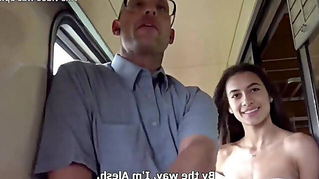 Hot Slim Brunette Babe Cheats On Her Bf, Enjoying Sex For Money With A Stranger In The Train