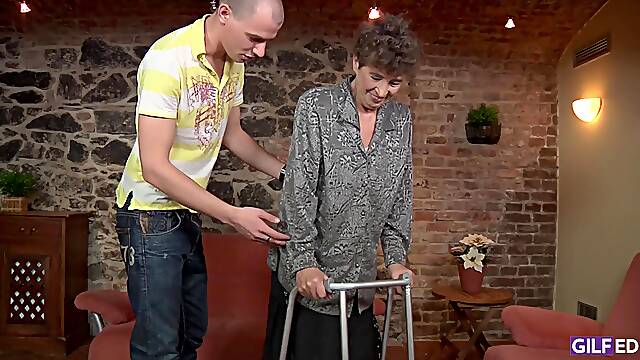 Loud granny asks nephew to go deeper with that dick