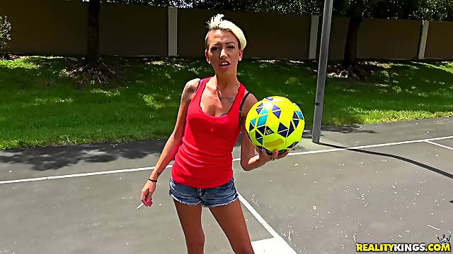 Tanned bitch with skinny forms filmed taking dick from behind