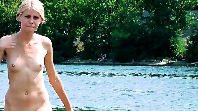 Nudist really likes exposing herself and showing off