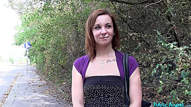 Quickie outdoors fucking with amateur chick Lena Dark in POV