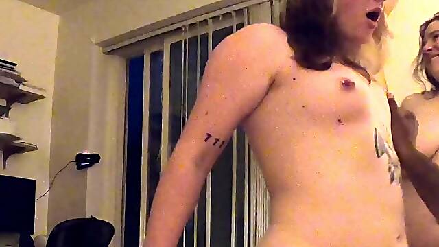Very Hot Amateur French Teen couple tit fuck on Webcam