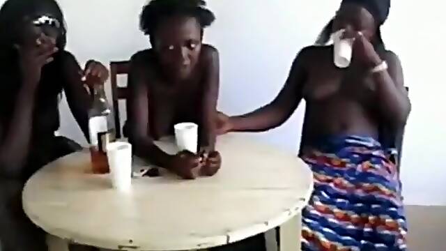 3 african girls do a naked booty seduction dance