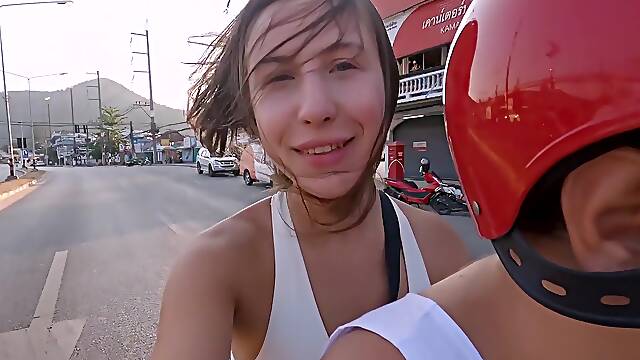 Tourist Fell for my Motorbike and got Hot Sex and Cum on her Chest