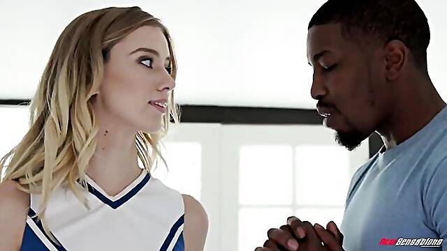 Sweet miniature teen Haley Reed likes interracial dick-riding