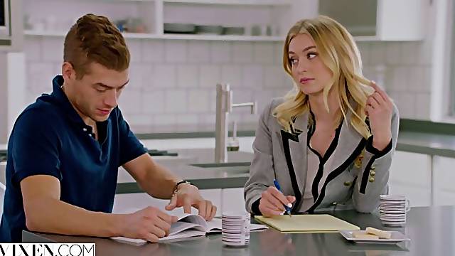 Trendy blonde Natalia Starr gets banged with legs spread wide