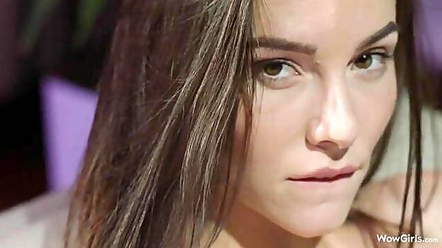 Sweetheart Adel Morel stimulates her hungry pussy with pleasure