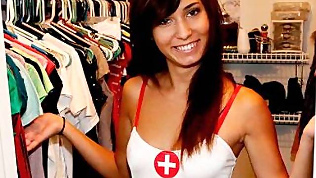 Raven-haired babe Kimberly Costa is feeling a long penis in her pussy