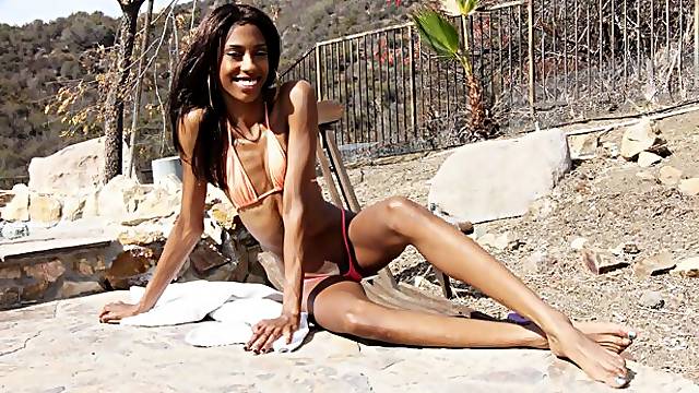 Ebony babe gets some big black dick