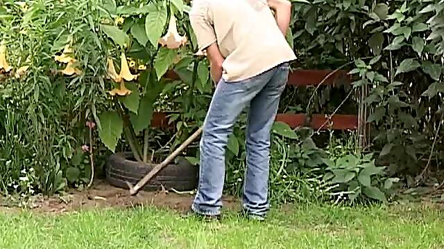 Mature Widower Takes Advantage Of The Young Gardener