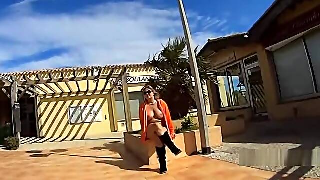 Nude walk in the nudist-resort
