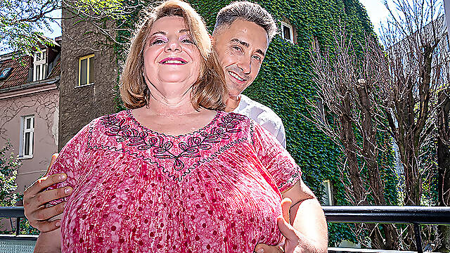 Huge breasted mature BBW fucking a muscled younger man