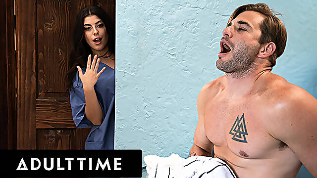 ADULT TIME - British Masseuse Gal Ritchie CAUGHT Her Client Jerking Off At Massage Parlor!