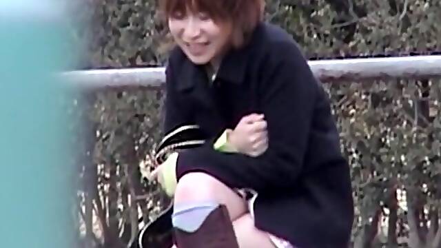 Two crazy guys made her pussy exposed to public nudity