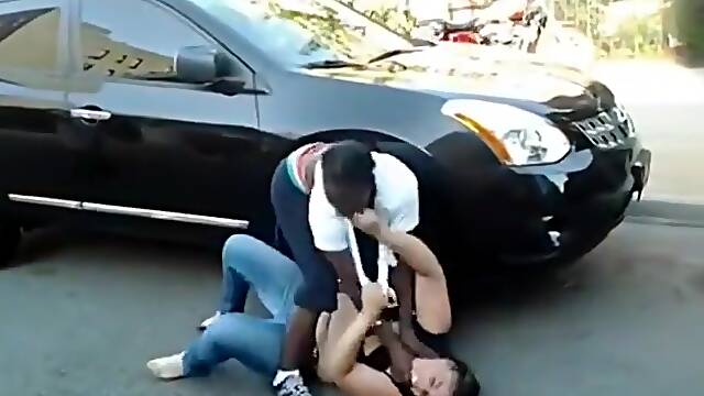 Street fighting until the boobs fall out
