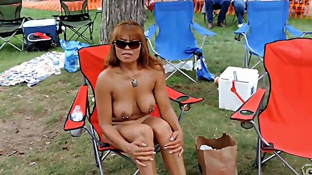 Pierced mature nudists show everything off at the resort