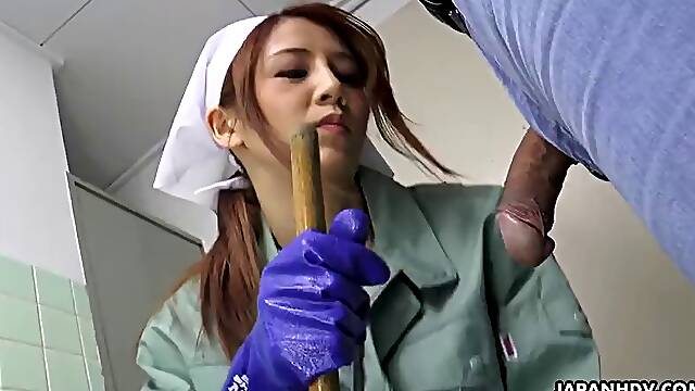 Japanese cleaning lady Maki Koizumi sucks cock uncensored