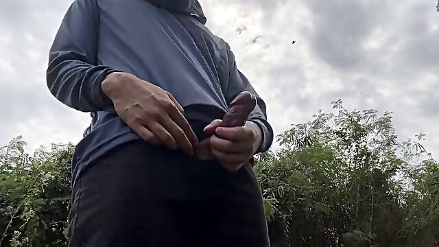 Thai Worker Cum With Watermelon
