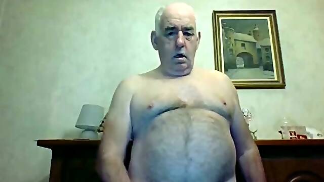 Grandpa cum on webcam