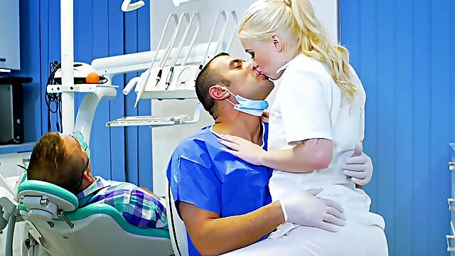 Kinky dentist bangs his sexy blonde assistant