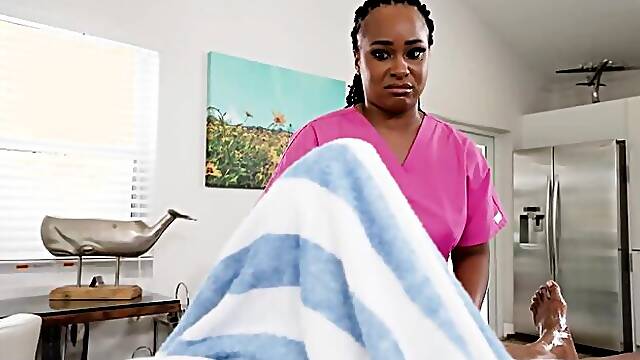 BANGBROS - Masseuse Ny Ny Lew Cant Resist After Noticing Her Clients Huge Dick Under His Towel