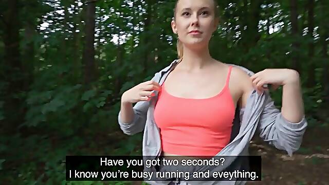 Cute jogger with no make up screwed by a stranger - public agent