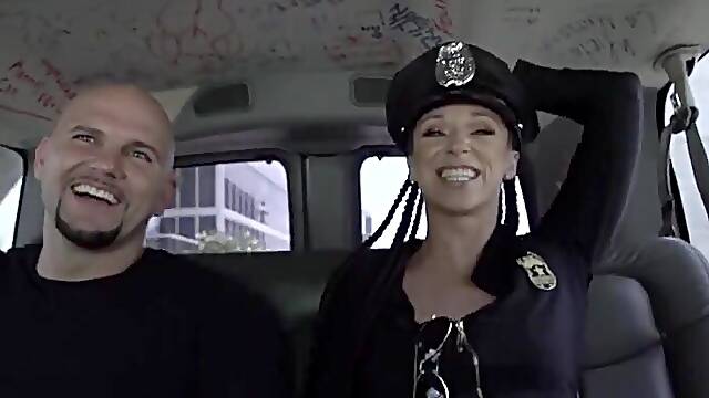 Jada Stevens and Jmac have fun with cop uniforms