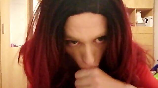 Sissy CD fellates strangers man-meat
