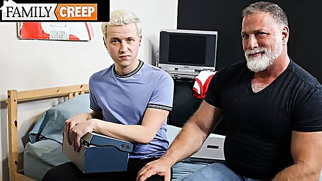 Hairy Silver StepDaddy Sticks His Cock In Tight Twink's Ass