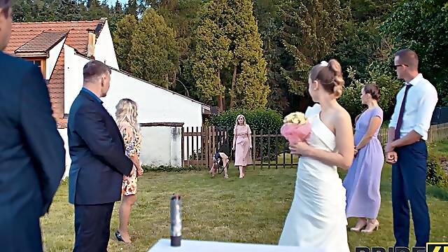 BRIDE4K. Blonde bride with natural tits enjoyed a good fuck on her kinky wedding