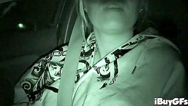 Riley Evans sucks in the back of a car