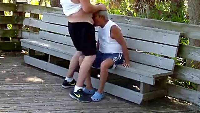 Daddies Have Outdoor Fun in Public Park