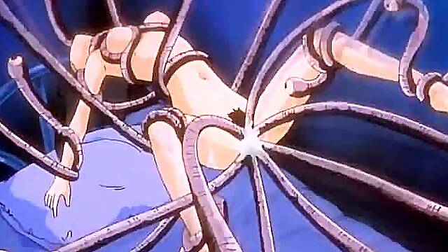 The bitch was hit to orgasm by countless tentacles...