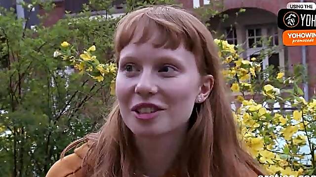 German redhead plays with toy alone