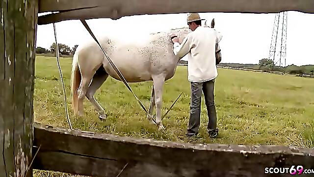 Cute farm girl Norah gets her ass fucked by big cock