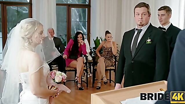 Slutty blonde bride Kristy Waterfall gets fucked on her wedding by groom`s best friend