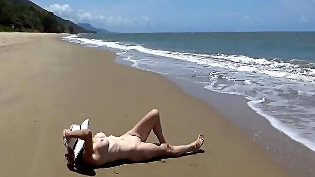 Slutty wife spreads her legs for beach fuck