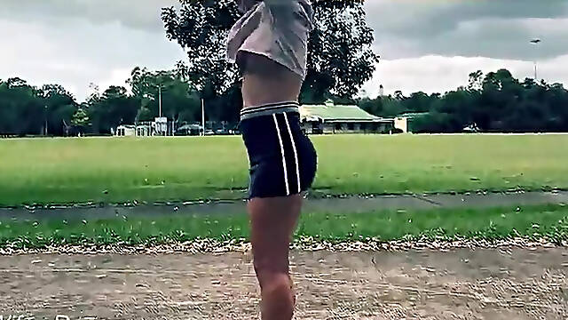 Braless MILF flashes big tits on basketball court