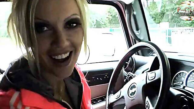 Real amateur German MILF hooker gives rough anal creampie in car