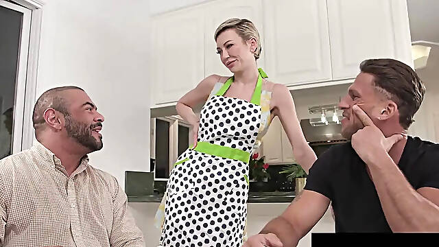 Housewife's big cock fantasy fulfilled by her husband & bestie