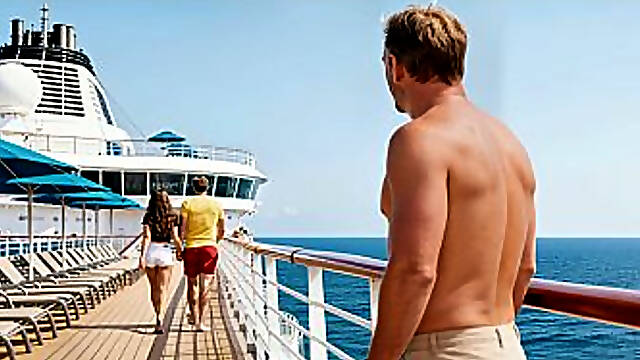 Husband watches hotwife creampied by a bull on a swinger cruise ( AI Generated )