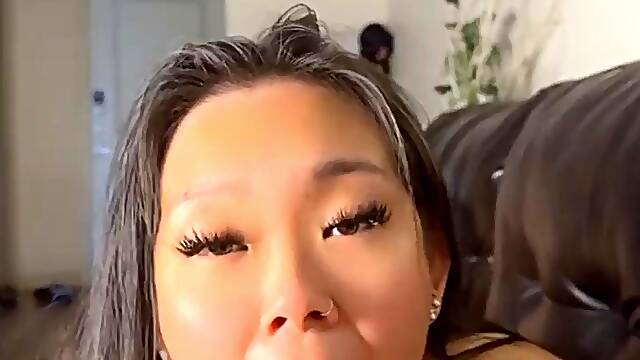 Brunette beauty sucks and bounces on big cock in reverse cowgirl POV