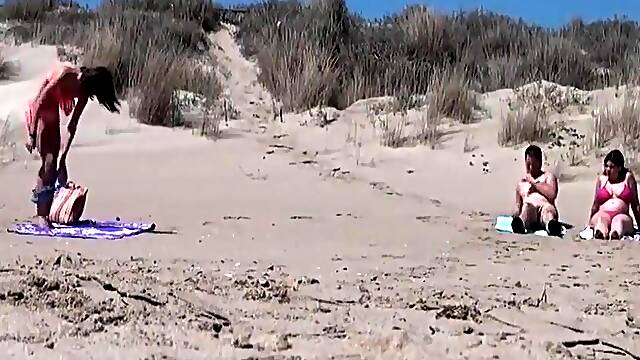 Sunbathing At Naked Beach With Two Couple Sex
