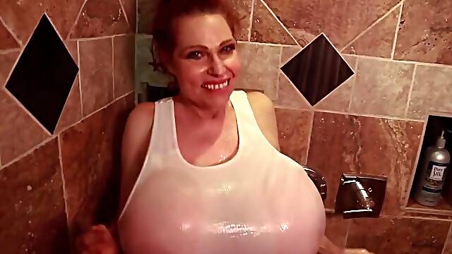 Teddi Barrett in the shower.