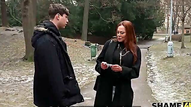SHAME4K. This redheaded MILF met a Young guy and immediately had sex with him