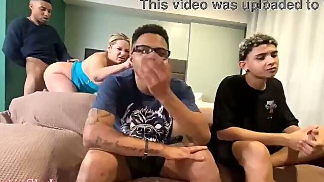 MILF Slut Fucks Young Friend to Tease Her Stepson While Her Cuckolded Husband Watches World Cup