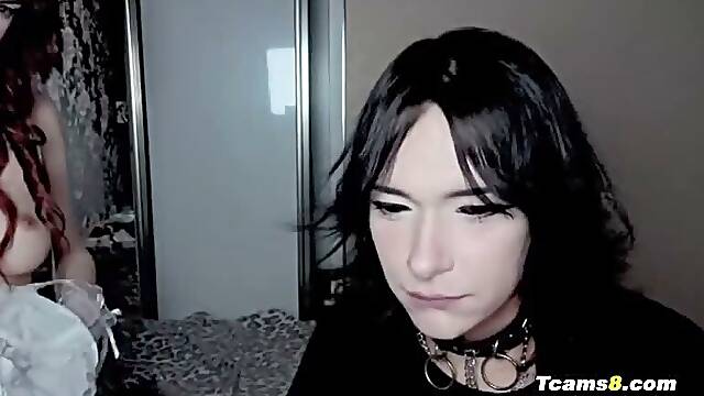 Goth Femboy Fingers Emo Babe’s Tight Pussy