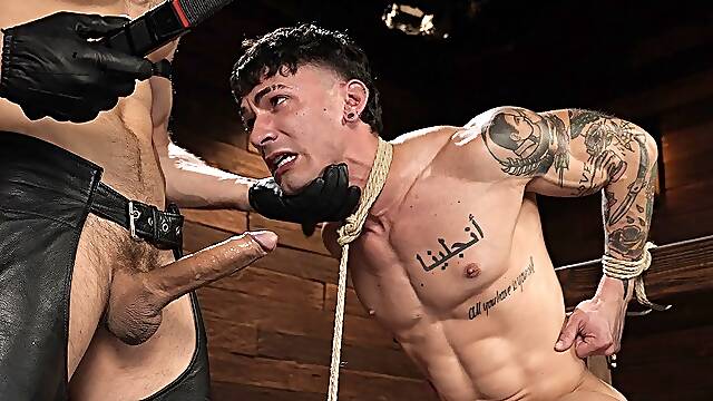 Eddie Patrick skull fucks stud Siren Santiago with his cock