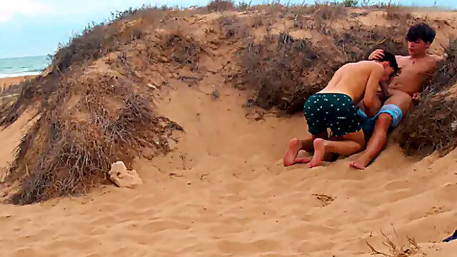 Blond-haired Surfers Brave Beachside Banging